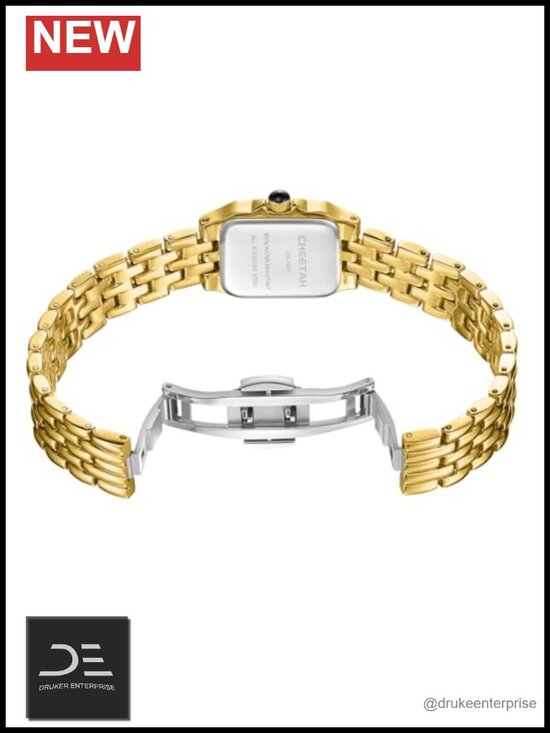 Gold Plated Vintage Square Watch with Roman Dial Bracelet